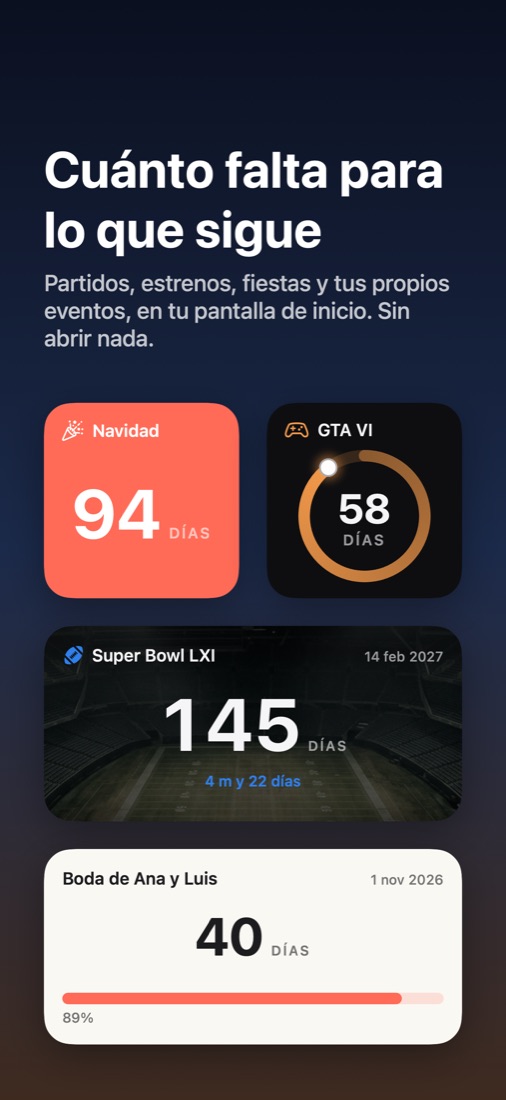 Widgets de Navidad, GTA VI, el Super Bowl y una boda con los días que faltan
